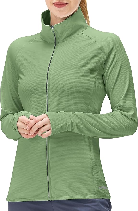 Women's UPF 50+ UV Sun Protection Clothing Long Sleeve Athletic Hiking Shirts Lightweight SPF Zip