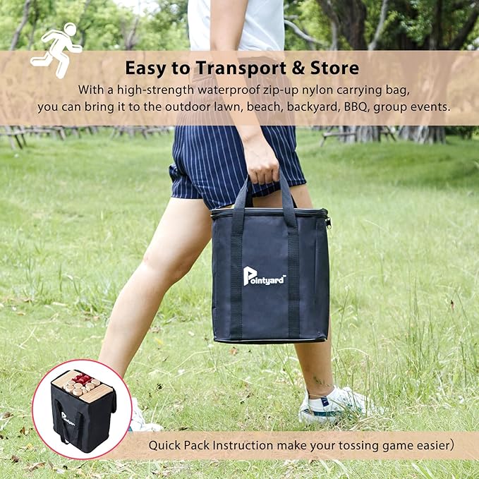 Pointyard Kubb Yard Game Set, Kubb Game Set with Carrying Bag - Wooden Toss Game Set for Outdoor