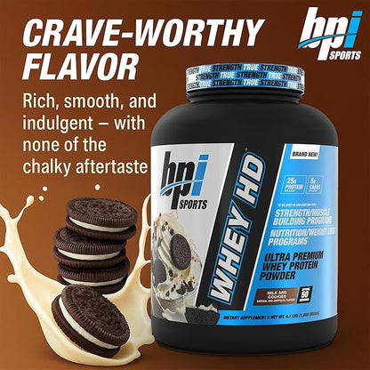 BPI Sports Whey HD Ultra Premium Protein Powder Isolate | Workout Whey Protein Powder for Men &