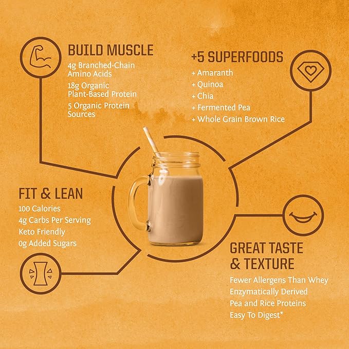 Clean Vegan Protein Powder Vanilla | Organic Protein Powder Plant Based Formula with 5 Superfood