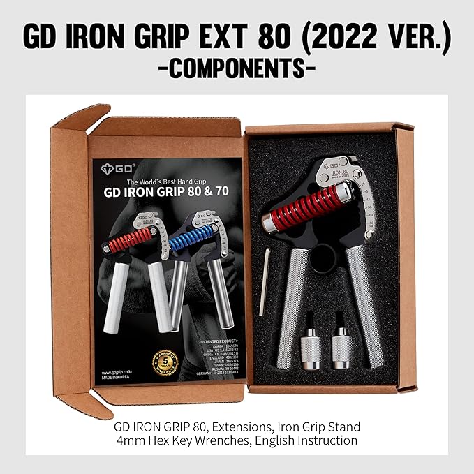 GD IRON GRIP Grip Strength Trainer Adjustable Hand Gripper Strengthener Hand Grip Exerciser Wrist