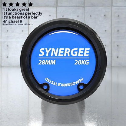 Synergee Regional Olympic 20kg Men’s and 15kg Women’s Hard Chrome & Black Phosphate Barbells. Rated