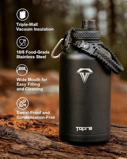 64oz Insulated Water Bottle,Half Gallon Water Flask Stainless Steel Vacuum, Cold for 48