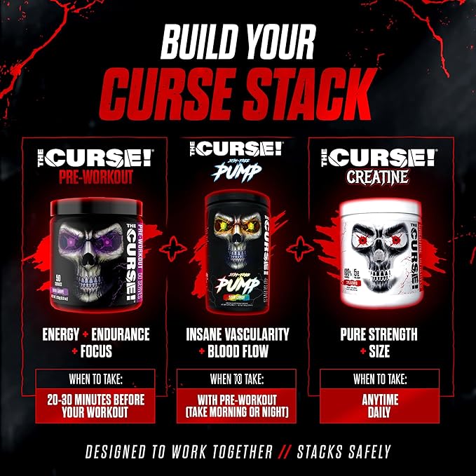 JNX SPORTS The Curse! Pre Workout Powder for Men & Women, Caffeine, Beta-Alanine, Creatine