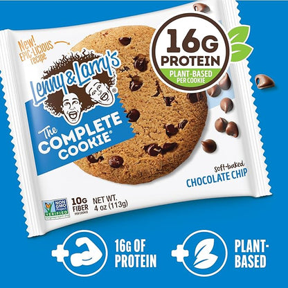 Lenny & Larry's The Complete Cookie, Chocolate Chip, Soft Baked, 16g Plant Protein, Vegan, Non-GMO