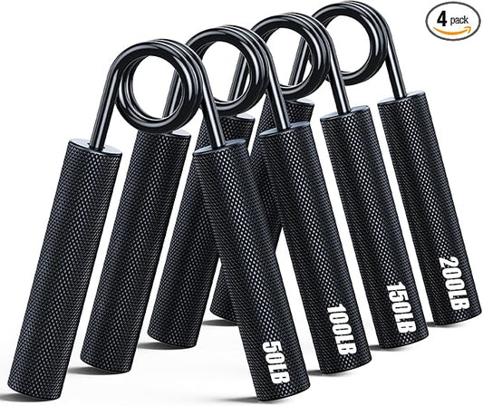 Grip Strength Trainer 4 Pack,50LB-200LB Metal Hand Grip Strengthener,Non-Slip Heavy-Duty Forearm