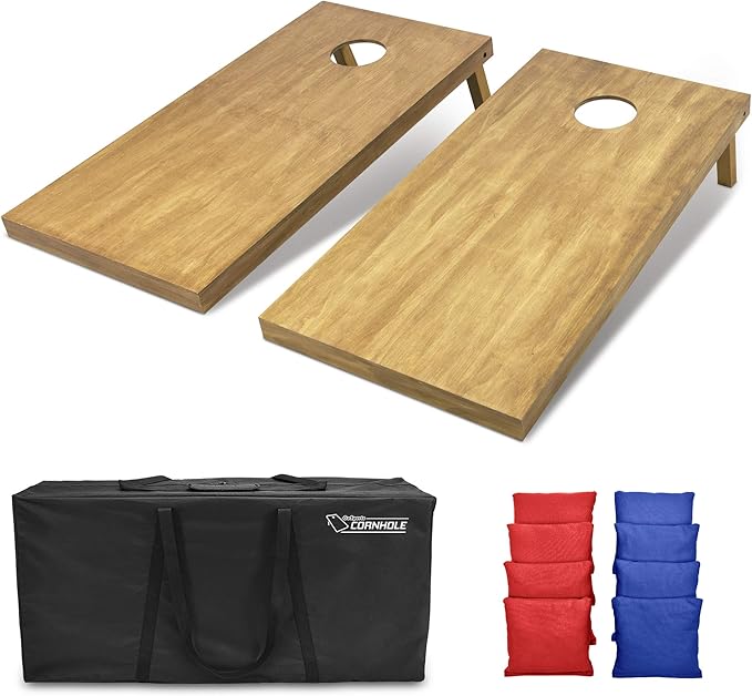 GoSports 4 ft x 2 ft Regulation Size Wooden Cornhole Boards Set - Includes Carrying Case - Full