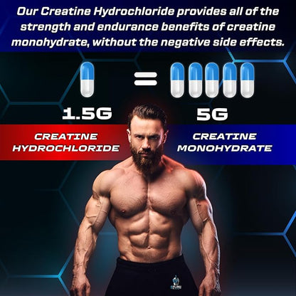 eFlow Creatine Capsules, HCL Creatine Pills - Creatine Supplement for Men & Women, Muscle Builder