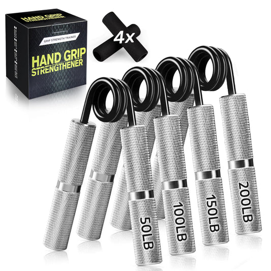UUJOME Hand Gripper Strengthener Set 4pcs (50lb+100lb+150lb+200lb) - Metal Grip Strength Trainer