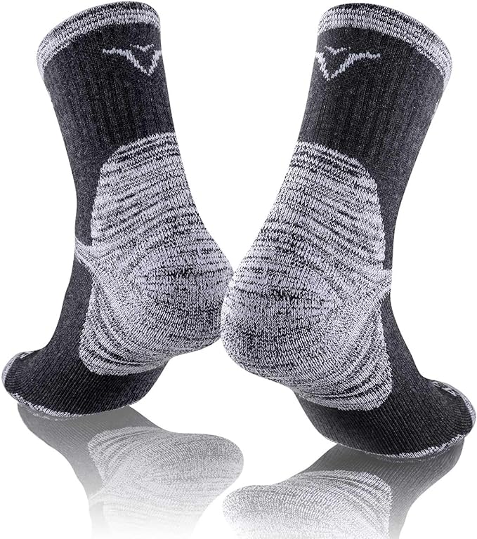 FEIDEER Men's Hiking Walking Socks, Multi-pack Wicking Cushioned Outdoor Recreation Quarter Crew