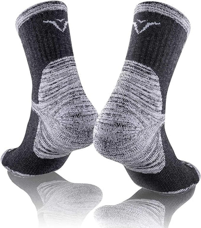 FEIDEER Men's Hiking Walking Socks, Multi-pack Wicking Cushioned Outdoor Recreation Quarter Crew