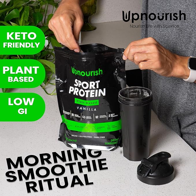 Vegan Sport Protein Powder Vanilla ??30g Plant Based Protein, VELOSITOL, BCAAs, Organic Greens &