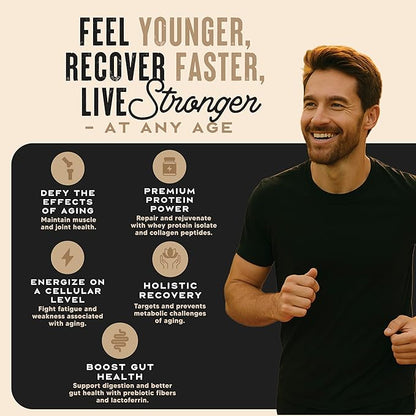 WILD SOCIETY Longevity Shake - Anti Aging Supplement - Protein Powder for Muscle Retention &