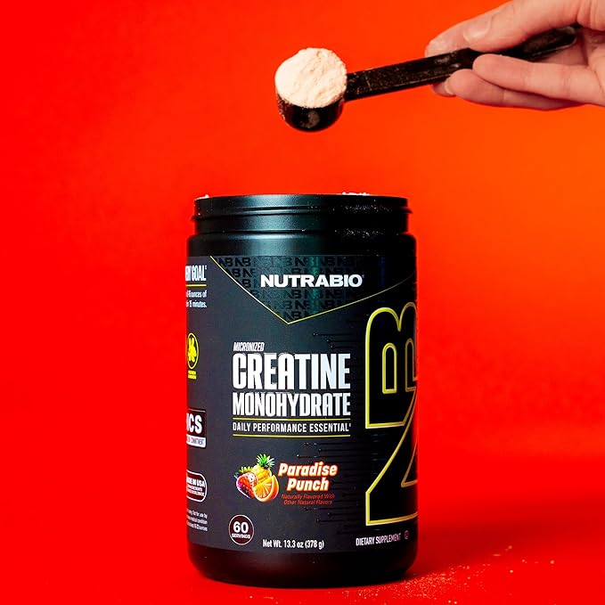 NutraBio Pure Micronized Creatine Monohydrate Powder Supplement,Paradise Punch