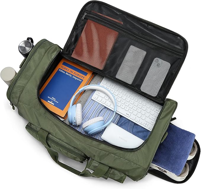 Lyweem Large Duffle Bag Backpack for Travel, 70L Heavy Duty Gym Duffel Bag with Shoes Compartment