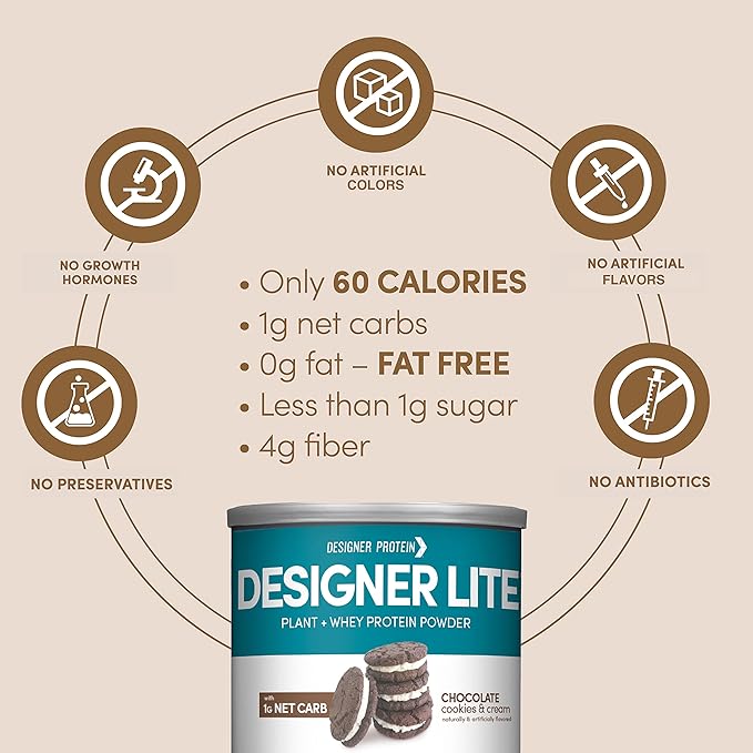 Designer Wellness, Designer Lite, Low Calorie Natural Protein, Prebiotic Fiber, Key Vitamins &