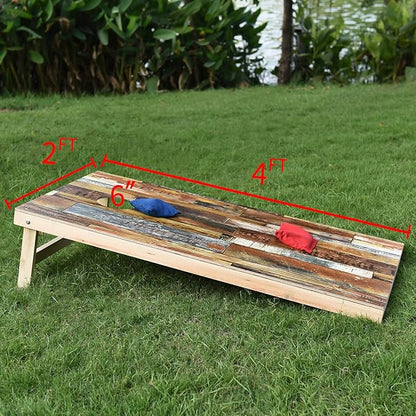 Solid Wood Vintage Cornhole Game Set, Two 4'x2'Cornhole Boards, 8 Cornhole Bags for Indoor and