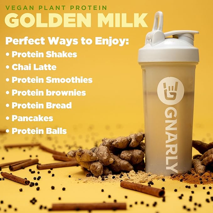 Gnarly Nutrition Golden Milk Vegan Protein Powder ??Plant-Based Powder for Shakes ??Dairy-Free