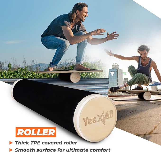 Yes4All Balance Board Sports Trainer, Surf Trainer Board With Adjustable Stoppers, Improve Core