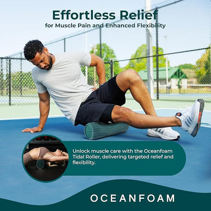 Oceanfoam Tidal Roller - Jade - Muscle Massage Foam Roller for Back Pain & Stretching - Firm and