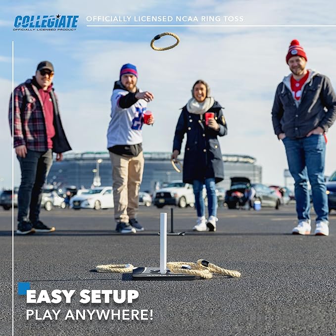 Solid Wood College Quoits Set with Direct Print HD Team Graphics – Tailgate Ring Toss Game – Great