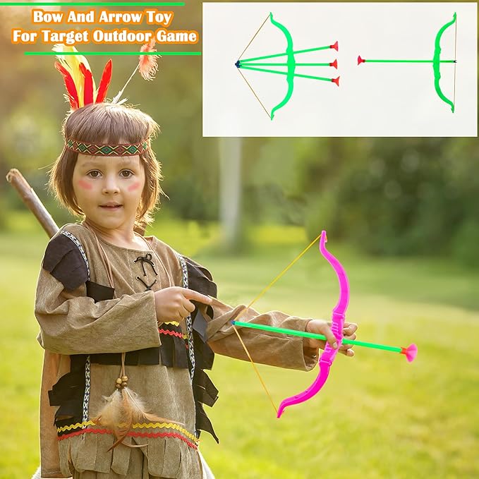 60 Pack Kids Bow and Arrow Sets Mini Bow and Toy Arrow Small Archery Bow Shooter for Kids Sports