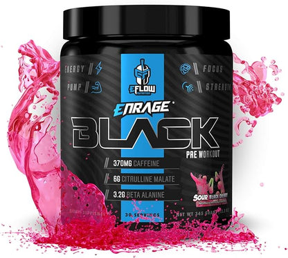 eFlow Nutrition Enrage Black High Stimulant Pre Workout Supplement - Preworkout Powder to Boost