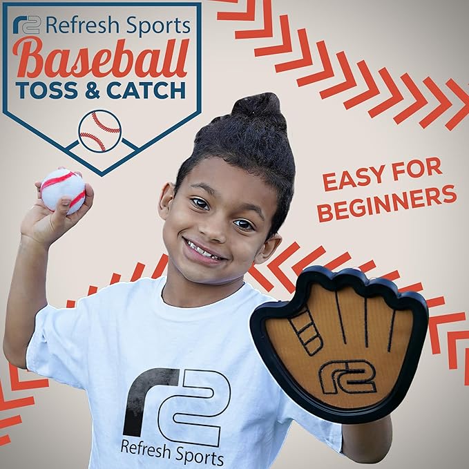 Toss and Catch Ball Game Set - Easy to Use Sticky Balls & Beginner Baseball Training Glove