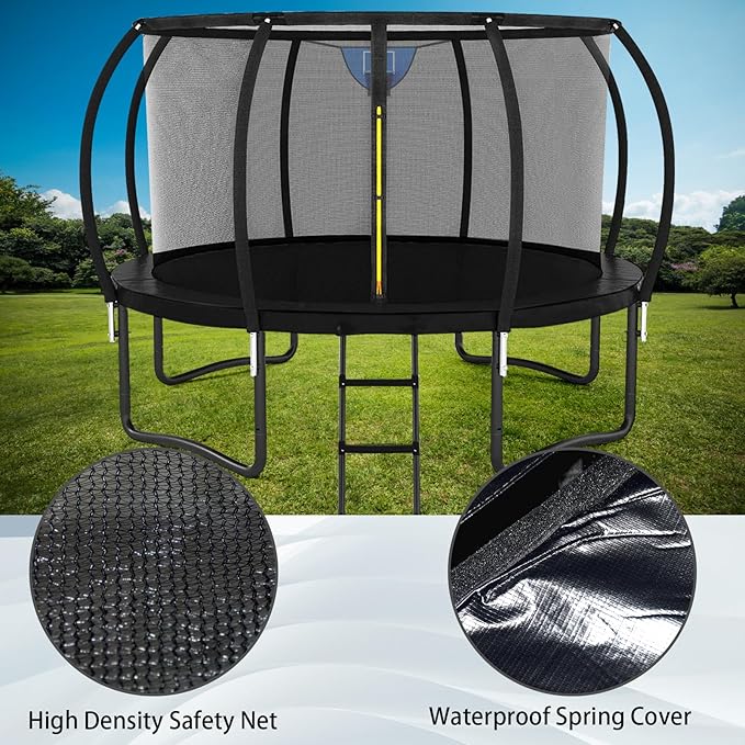 Trampoline 12FT 14FT 15FT 16FT for Kids/Adults - Outdoor Recreational with Enclosure Net Curved