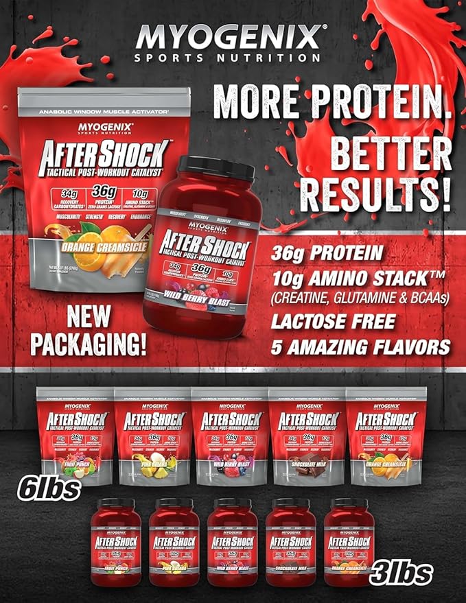 Myogenix Aftershock Post Workout ??Muscle Growth Whey Protein Powder ??Speeds Up Muscle Growth and