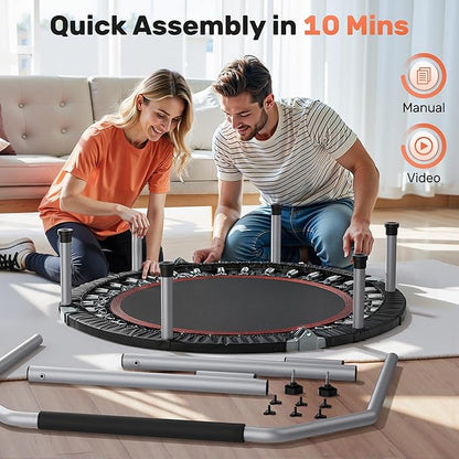 BCAN 40/48" Foldable Mini Trampoline Max Load 330lbs/440lbs, Fitness Rebounder with Adjustable Foam