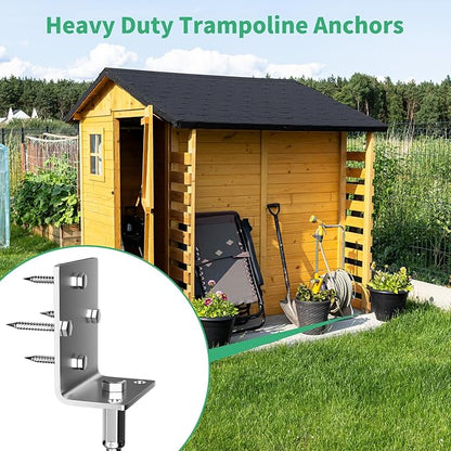 Phopich Multi-Purpose Ground Anchors Screw in, 16in 4Pack Fully Welded Heavy Duty Trampoline Stakes