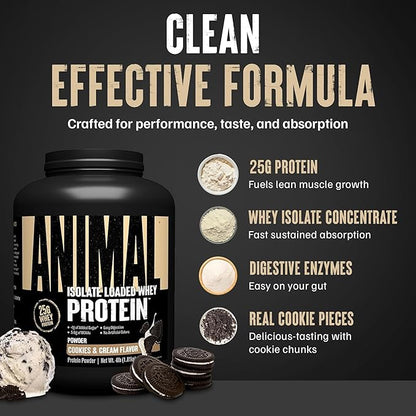 Animal Whey Isolate Protein Powder - Loaded for Pre & Post Workout Muscle Builder and Recovery with