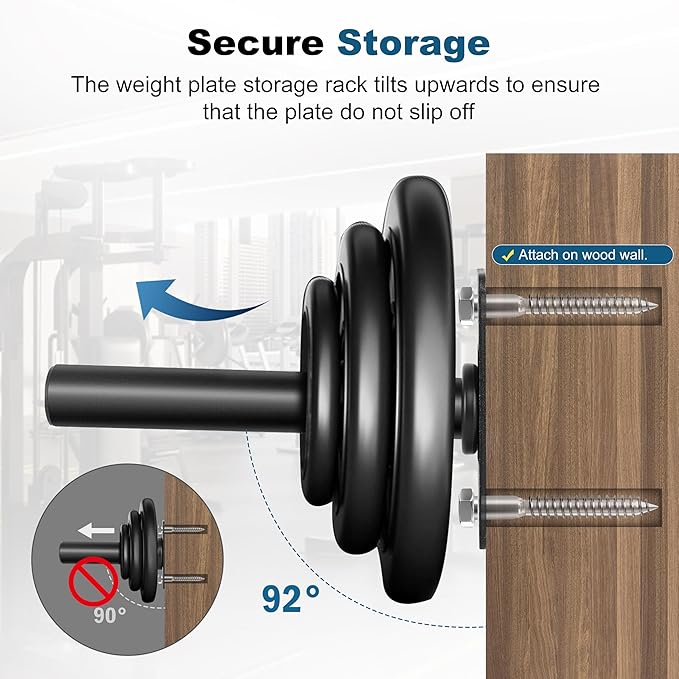 Weight Plate Holder, Wall Mounted Weight Storage Rack for Olympic Weight Plate,Home Gym