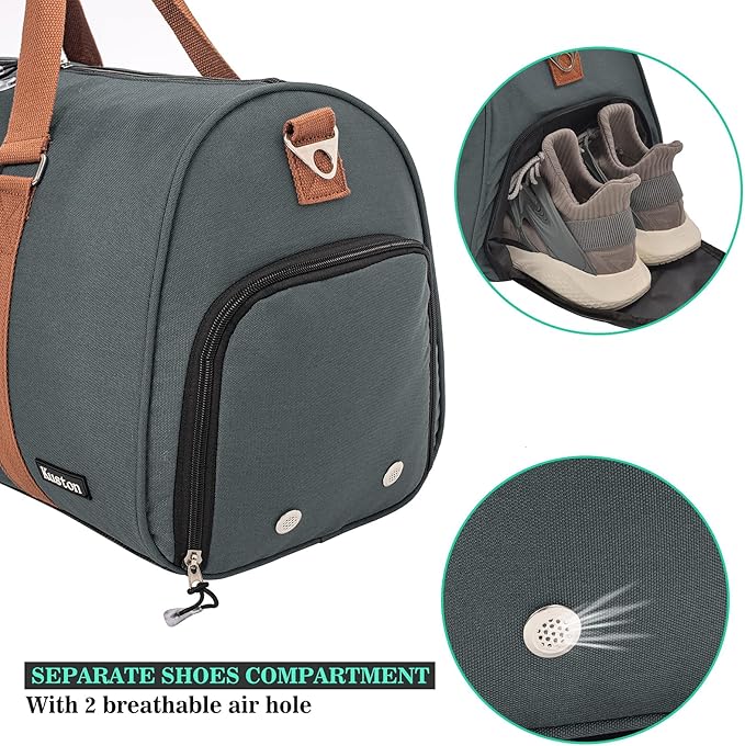 Kuston Sports Gym Bag with Shoe Compartment&Wet Pocket,Travel Duffel bag,Weekend Bag,Workout Bag