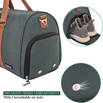 Kuston Sports Gym Bag with Shoe Compartment&Wet Pocket,Travel Duffel bag,Weekend Bag,Workout Bag