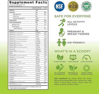 TRU Supplements Plant Based Protein Powder, BCAA, EAA, 20g Vegan Brown Rice & Pea Protein, 100