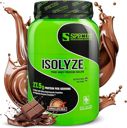Species Nutrition Isolyze Whey Protein Powder, 100% Whey Isolate for Muscle Building, 27.5g Protein