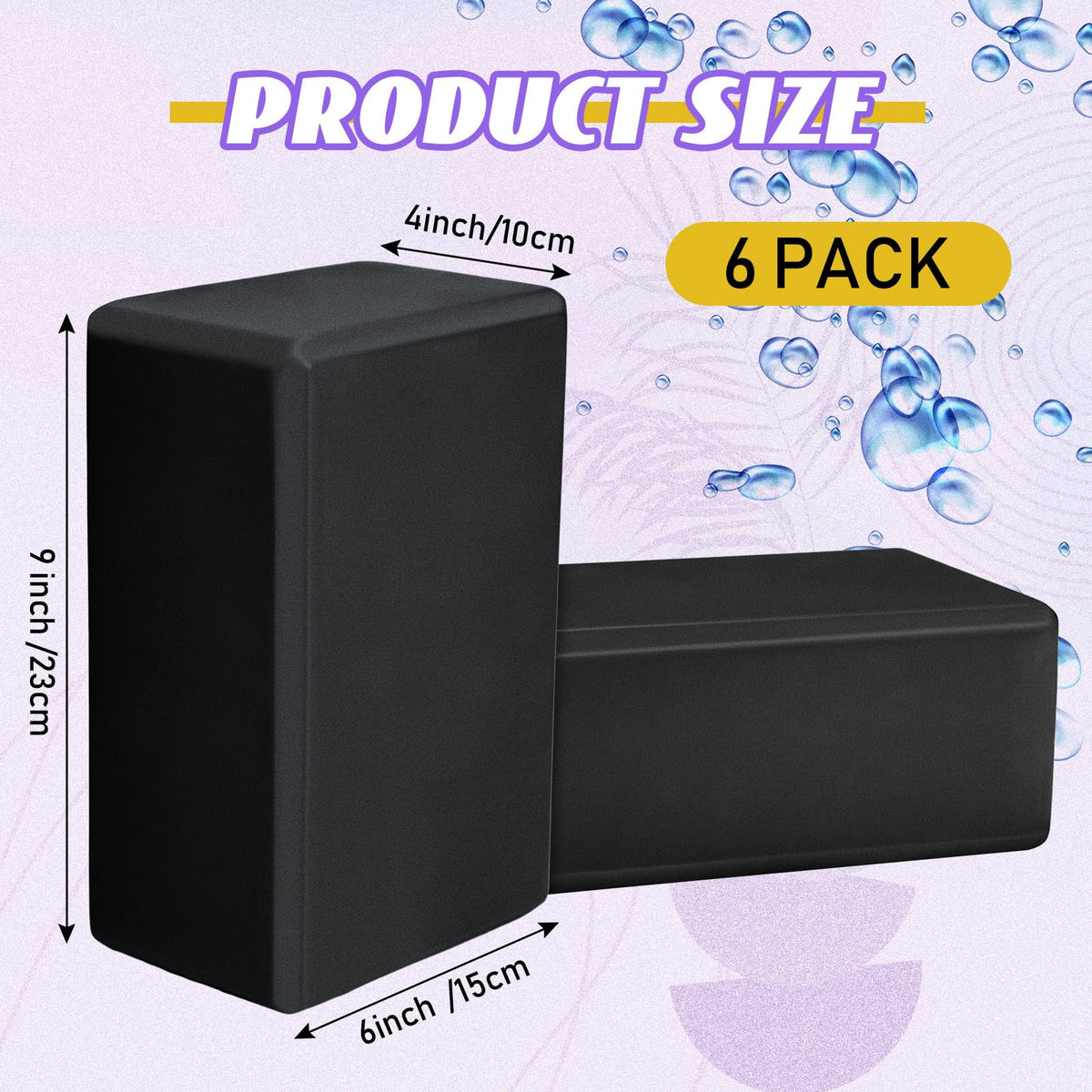 Wettarn 6 Pack Yoga Blocks 9 x 6 x 4 Inch EVA Foam Lightweight Non Slip Yoga Props for Pilates