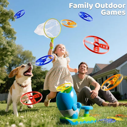 Flying Disc Launcher Outdoor Toys with 1 Whale Launcher, 24 Flying Discs, 2 Butterfly Nets and 2