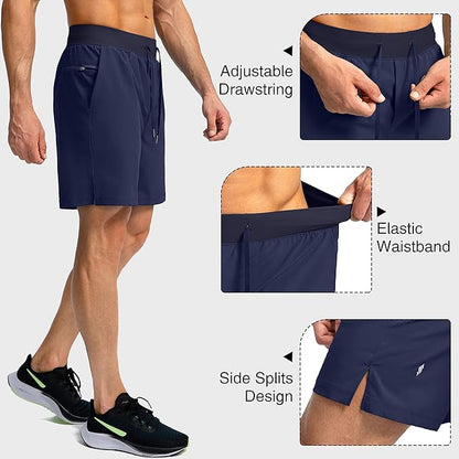 Men's Running Shorts with Zipper Pockets 9 Inch/ 7 Inch / 5 Inch Lightweight Quick Dry Gym Workout