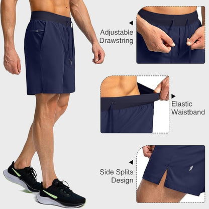 Men's Running Shorts with Zipper Pockets 9 Inch/ 7 Inch / 5 Inch Lightweight Quick Dry Gym Workout