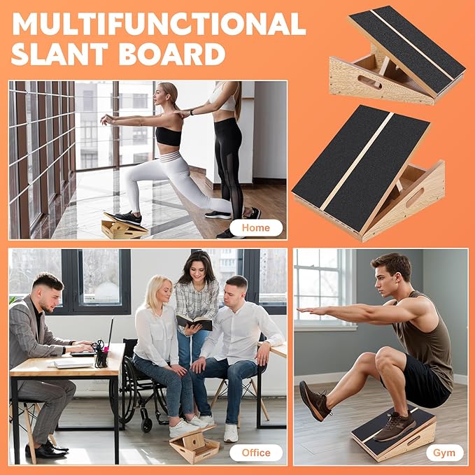 Slant Board for Calf Stretching, Adjustable Wooden Calf Stretcher Incline Board, Calf Stretch Board