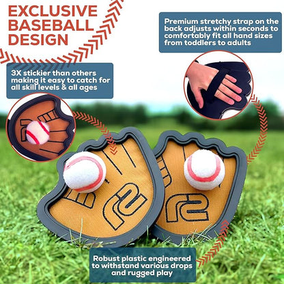 Toss and Catch Ball Game Set - Easy to Use Sticky Balls & Beginner Baseball Training Glove