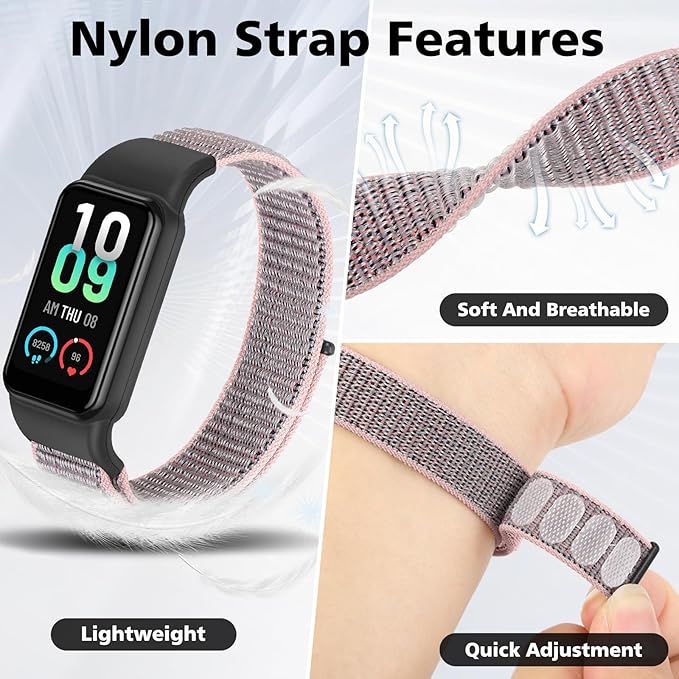 YCHDDER Solo Loop Nylon Bands Compatible with Amazfit Band 7 Straps,Soft Breathable Comfortable
