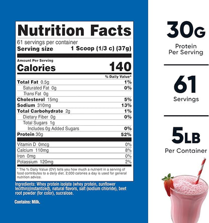 Nutricost Whey Protein Isolate (Strawberry Milkshake) 5LBS