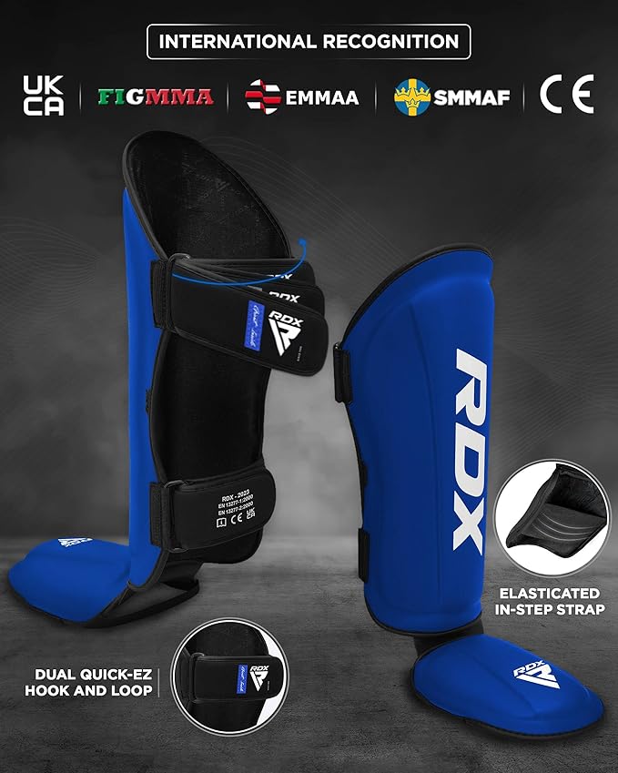 RDX Shin Guards Kickboxing Muay Thai, SATRA SMMAF Approved, Premium Maya Hide Leather, Leg Instep