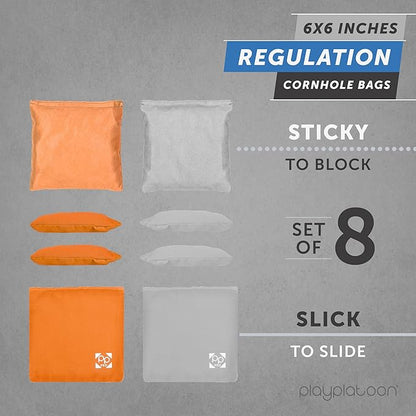 Professional Cornhole Bags - Set of 8 Regulation All Weather Double Sided - Sticky Side/Slick Side