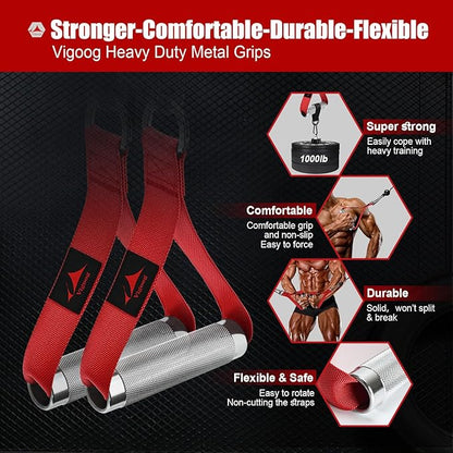 Heavy Duty Metal Workout Handles，Replacement Grip Attachments for Cable Machines, Resistance Bands