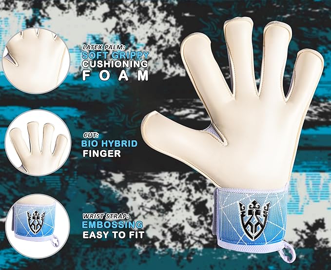 Soccer Goalie Goalkeeper Gloves for Kids Boys Youth & Adult,Latex Strong Grip Palms with Removable